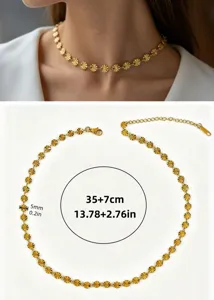 Collier ras de cou plaque or en acier inoxydable pour femmes, bijou de chaine tendance.
