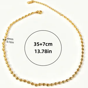 Collier Chaine Perles en Acier Inoxydable Plaque Or 18K 35+7cm Bijou Tendance Femme