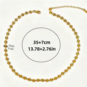 Collier ras de cou en acier inoxydable plaqué or 18K avec disques pour femmes.