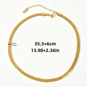 Collier ras de cou en acier inoxydable doré pour femmes, bijoux de chaîne plaqué or fin.