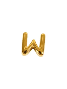 Gouden opgeblazen letter W bedel perfect voor DIY sieraden maken en roestvrij staal.
