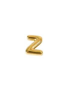 Gouden 3D letter Z bedel detail, gepolijst roestvrij staal DIY sieraden accessoire close-up.