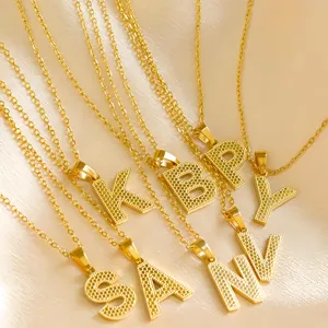 Minimalistischer Edelstahl Buchstabe Anhänger Halskette Vergoldet Alphabet Initial Name Kette Schmuck Geschenk Für Damen