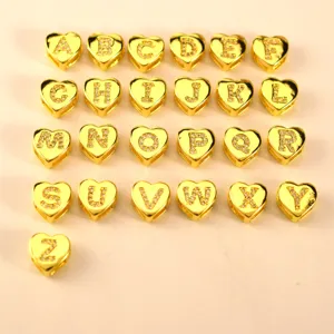 Goldene Herz Buchstaben Anhänger Zirkon DIY Schmuckherstellung Zubehör Teile Set