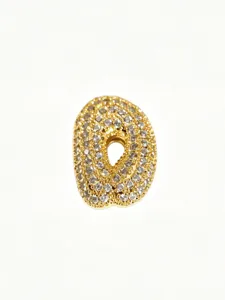 Gold plated stainless steel bubble letter pendant sparkling rhinestone alphabet necklace chic jewelry.