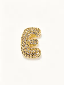 Gold Paved Bubble Letter E Pendant Stainless Steel Necklace Chic Fashion Jewelry