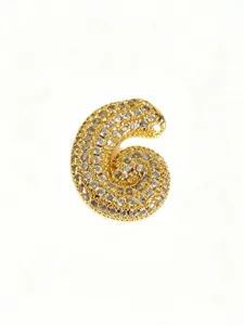 Gold-plated stainless steel paved cubic zirconia bubble letter G pendant necklace accessory.