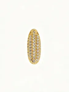 Gold plated stainless steel full diamond bubble letter pendant necklace detail view showcase.