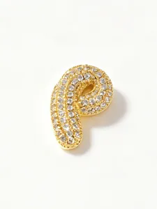 Gold plated stainless steel bubble letter pendant sparkling pavé diamond jewelry charm accessory