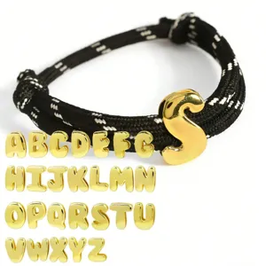 Verstellbares geflochtenes Armband mit goldenen Buchstaben Anhängern DIY Modeschmuck