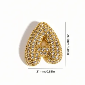Gold plated stainless steel bubble letter A pendant with full pave sparkling rhinestones.