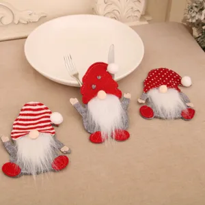 Christmas Gnome Cutlery Holder Rudolph Faceless Old Man Cutlery Bag Tableware Cover For Christmas Dinner Table Decoration Festive Party Supply