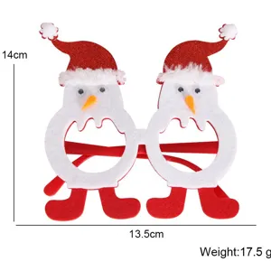 Detaillierte Maßansicht der niedlichen Weihnachts-Schneemann-Partybrille mit Weihnachtsmützen