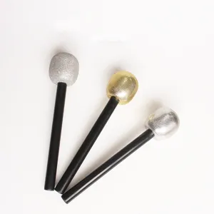 Set of gold and silver glitter toy microphones for children's stage performances