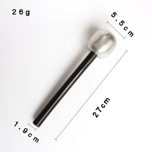 Silver toy microphone prop with dimensions and 26g weight for kids performance