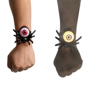 Glowing Halloween spider eyeball wristband toy with dual light effect mode for kids