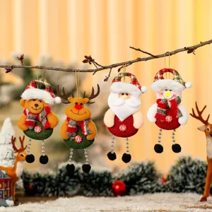 Polyester Kerst Stof Hanger Set Kerstman Rendier Sneeuwpop Beer Hangende Ornamenten Voor Kerstboom Decoratie Vakantie Cadeau