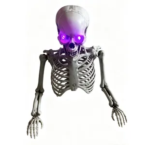 Λεπτομέρεια σκελετού Halloween 40 εκ. με φωτεινά μωβ μάτια για διακόσμηση πάρτι