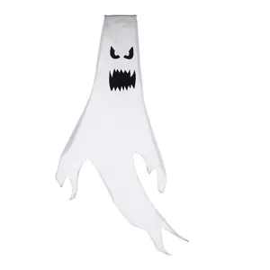 Weiße Halloween Geist Windsack Hängedekoration mit gruseligem Geistergesicht für Garten