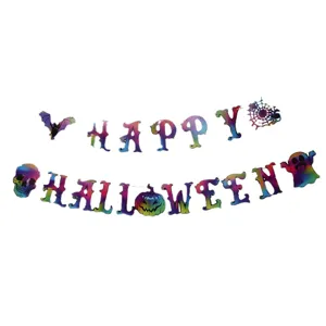 Πολύχρωμο πανό Happy Halloween με διαβάθμιση ουράνιου τόξου για διακόσμηση πάρτι