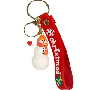 Weihnachts-Schlüsselanhänger mit Schneemann-Anhänger und roter Silikon-Handschlaufe