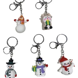 Festliches Set mit fünf Weihnachts-Silikon-Schlüsselanhängern mit Schneemann-Motiven