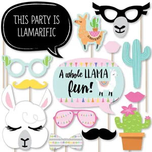 Set di oggetti di scena per photobooth a tema lama per decorazioni divertenti di feste