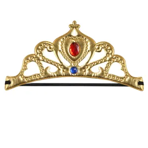 Tiara de princesa de tela dorada para niños con gemas