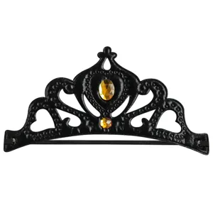 Elegante corona de tela negra con gemas amarillas para fiestas de cumpleaños de princesas