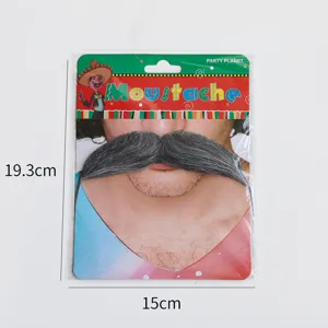 Realistischer grauer künstlicher Schnurrbart in 15x19,3 cm Verpackung für Halloween