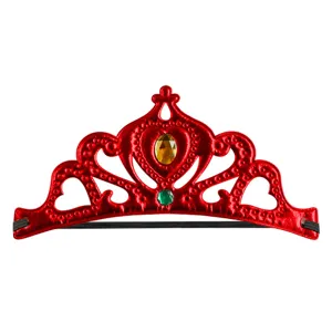 Corona de princesa de tela roja brillante para fiestas de cumpleaños de niños