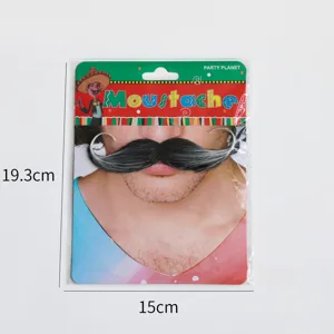 Realistischer schwarzer falscher Schnurrbart in 19,3x15cm Verpackung für Kostüme.