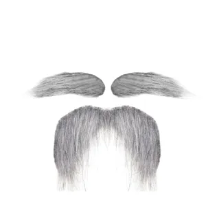 Realistisches graues Weihnachtsmann-Bart- und Augenbrauen-Set für Halloween-Partys