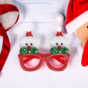 Festliche rote Glitzer-Weihnachtsschneemann-Brille für Party-Deko und lustige Foto-Requisiten