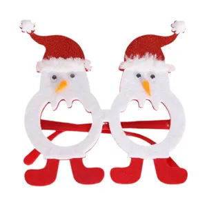 Festliches Schneemann-Partybrillengestell mit roten Glitzerhüten für Weihnachts-Fotostützen