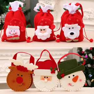 Weihnachten Apfel Geschenktüte Weihnachtsmann Schneemann Rentier Muster Kordelzug Handtasche Süßigkeitenbeutel Partydekoration