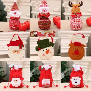 Sortierte Weihnachts-Kordelzugbeutel für Äpfel mit festlichen Weihnachtsmann-Motiven