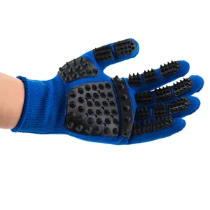 Blue Pet Grooming Glove for Cats and Dogs Bathing Deshedding Massage Hair Removal Mitts Tool