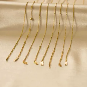 Edelstahl Gold Kette Halskette Set, vielseitige Mode minimalistische Schlüsselbeinkette.