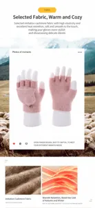Damen Strickhandschuhe halbfinger, weiches Kaschmirimitat, rosa warme Klapphandschuhe.