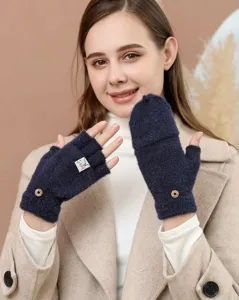Cozy winter knitted fingerless convertible gloves for warm daily wear and typing comfort.