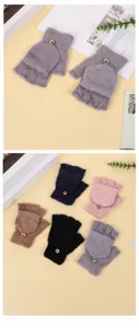 Damen Strick Fingerlose Handschuhe Klappdeckel Winter warm weich kuschelig Bequem Neu
