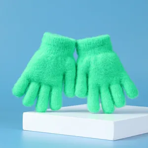 Kinder effen imitatie nerts bont gebreide handschoenen winter warme handschoenen