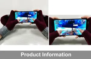 Detailed view of knitted half-finger warm gloves designed for winter mobile gaming comfort.