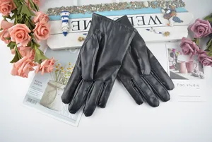 Herren schwarze PU Leder Winter warme Handschuhe Radfahren winddicht thermische Handschuhe