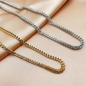 Stainless steel men hip hop franco chain gold silver metal curb chain detail view
