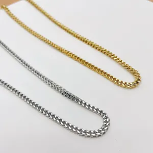 Men's Stainless Steel Hip Hop Curb Chain Necklace Vintage 18K Vacuum Plated Franco Chain Fashion Jewelry Gift For Men