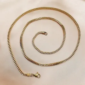 Stainless steel men hip hop Franco chain 18k gold plated vintage curb necklace jewelry