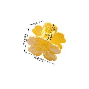 Gelbe Blumen-Haarklammer mit 4cm Größenangaben