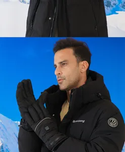 Rechargeable heated winter gloves with waterproof design and smart touch screen features.